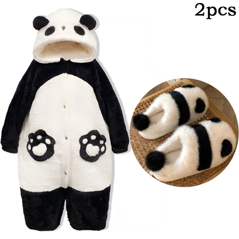Winter Unisex the Panda Robes Costumes Onesies Kigurumi Unicron Cosplay Pajamas Adult Pyjamas Animal Sleepwear Jumpsuit Anime