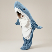 Funny Shark Onesie Pajamas, Hooded Wearable Blanket Costume, Oversized Plush Fleece Adult Loungewear, Cozy Couples Matching Gift