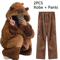 Capybara Onesie Pajamas, Hooded Wearable Blanket Robe, Oversized Plush Fleece Adult Loungewear, Cute Cozy Capybara Gift