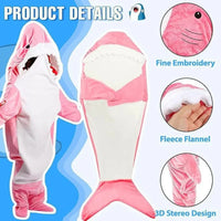 Funny Shark Onesie Pajamas, Hooded Wearable Blanket Costume, Oversized Plush Fleece Adult Loungewear, Cozy Couples Matching Gift