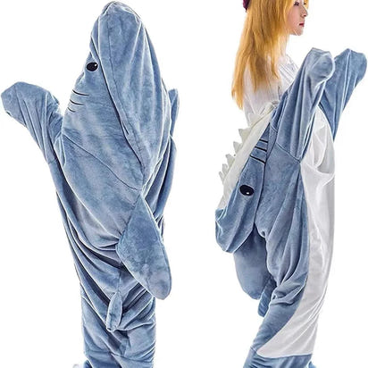 Funny Shark Onesie Pajamas, Hooded Wearable Blanket Costume, Oversized Plush Fleece Adult Loungewear, Cozy Couples Matching Gift