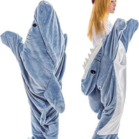 Funny Shark Onesie Pajamas, Hooded Wearable Blanket Costume, Oversized Plush Fleece Adult Loungewear, Cozy Couples Matching Gift