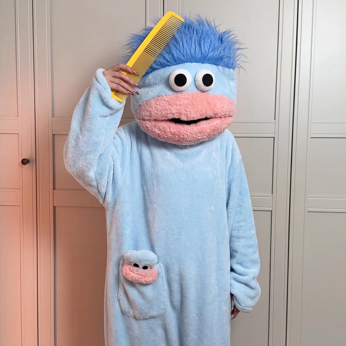 Funny Googly Eye Monster Frog Onesie, Hooded Wearable Blanket Pajamas, Oversized Plush Fleece Adult Loungewear, Cozy Gag Gift