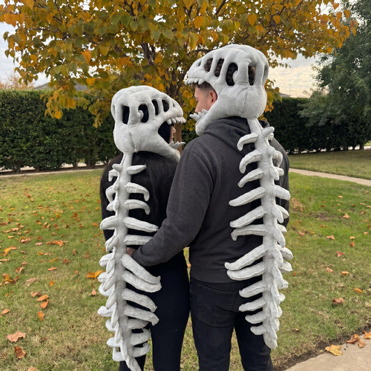 Wearable Dinosaur Skeleton Plush, Dino Skull Hood & Ribcage Costume, Funny Soft Halloween Cosplay, Cozy Couples Gift