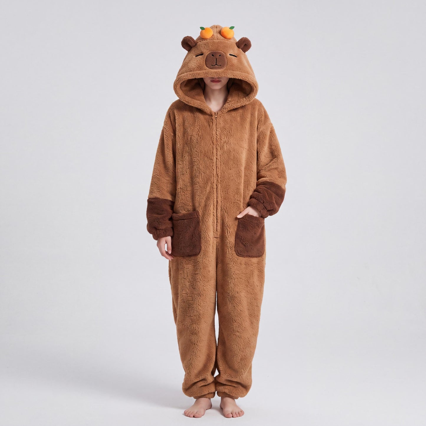 Capybara Onesie Pajamas, Hooded Wearable Blanket Robe, Oversized Plush Fleece Adult Loungewear, Cute Cozy Capybara Gift
