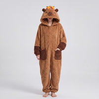 Capybara Onesie Pajamas, Hooded Wearable Blanket Robe, Oversized Plush Fleece Adult Loungewear, Cute Cozy Capybara Gift