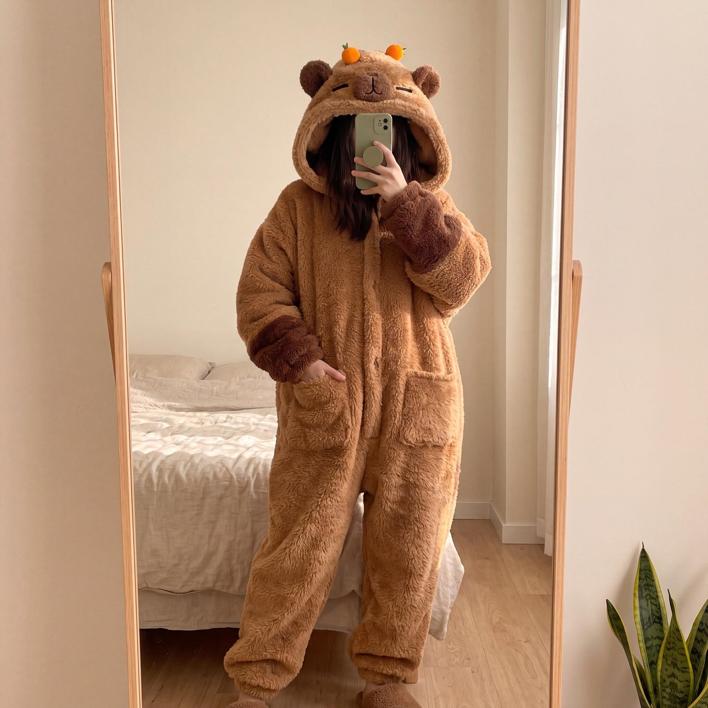 Capybara Onesie Pajamas, Hooded Wearable Blanket Robe, Oversized Plush Fleece Adult Loungewear, Cute Cozy Capybara Gift